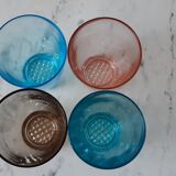 Set of 4 colored water glasses vintage 50s-60s