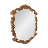 Vintage Florentine mirror from the 60s, golden resin, Italy, 37 x 29 cm