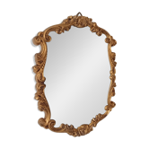 Vintage Florentine mirror from the 60s, golden resin, Italy, 37 x 29 cm