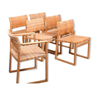 Børge Mogensen BM61 & BM62 Dining Chairs in Oak and Cane