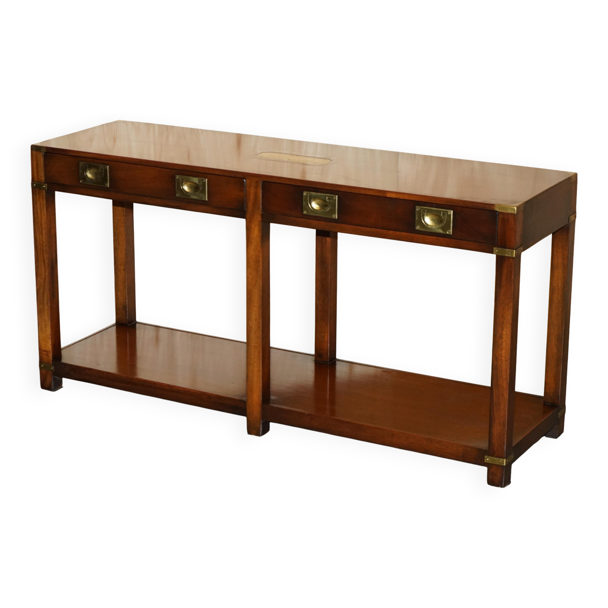 Kennedy Harrods military campaign console with two drawers