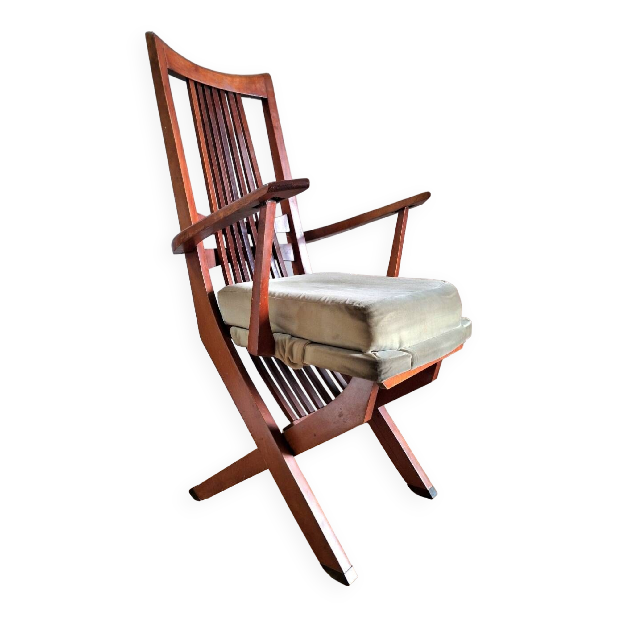 Vintage 3-position relaxation armchair, antique seating furniture