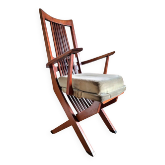 Vintage 3-position relaxation armchair, antique seating furniture