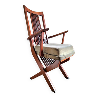 Vintage 3-position relax armchair, old seat furniture