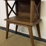 Bedside table with crossbars, vintage compass legs