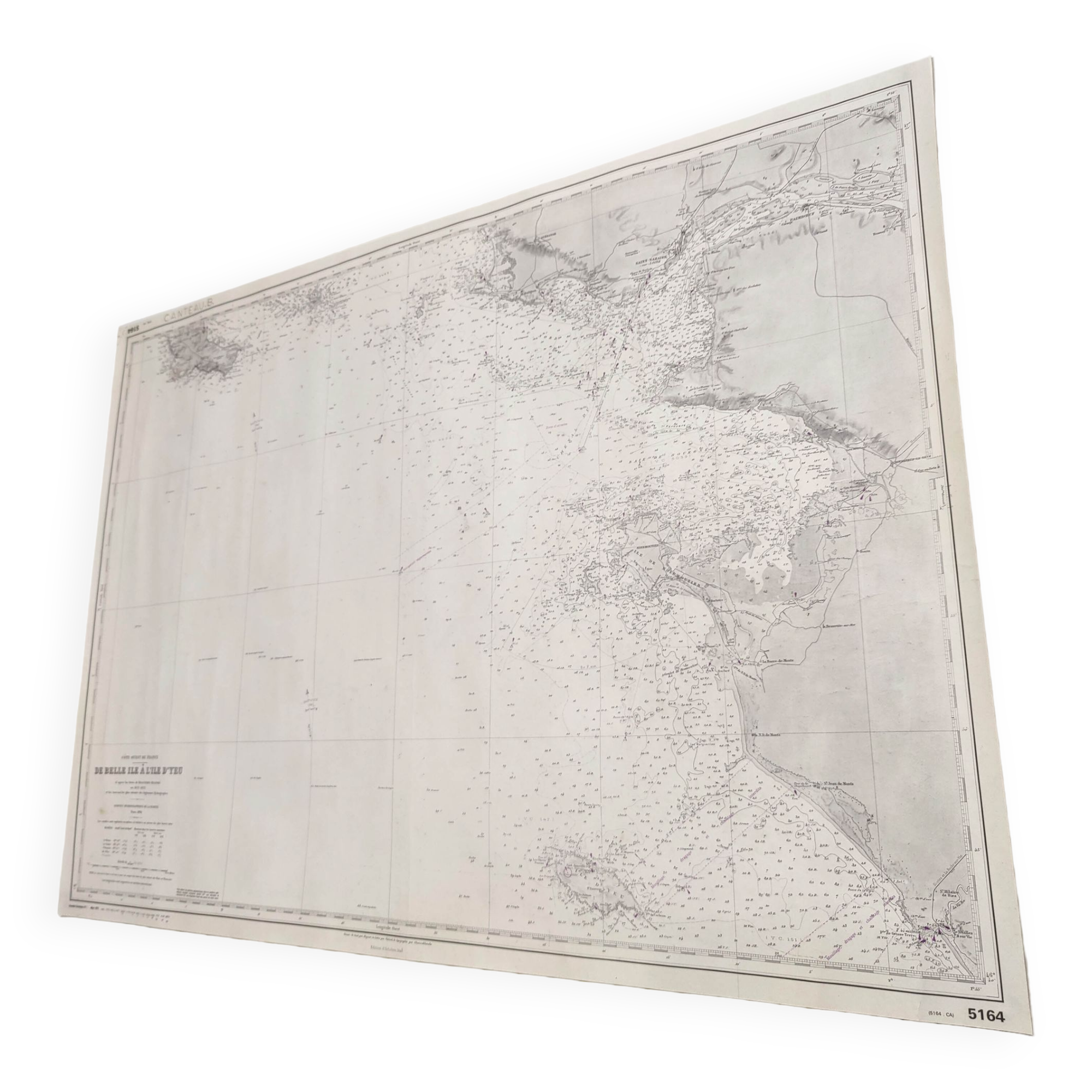 Map of the west coast of France from Belle Ile to Ile d'Yeu