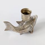 Vintage silver plated koi fish candle holder