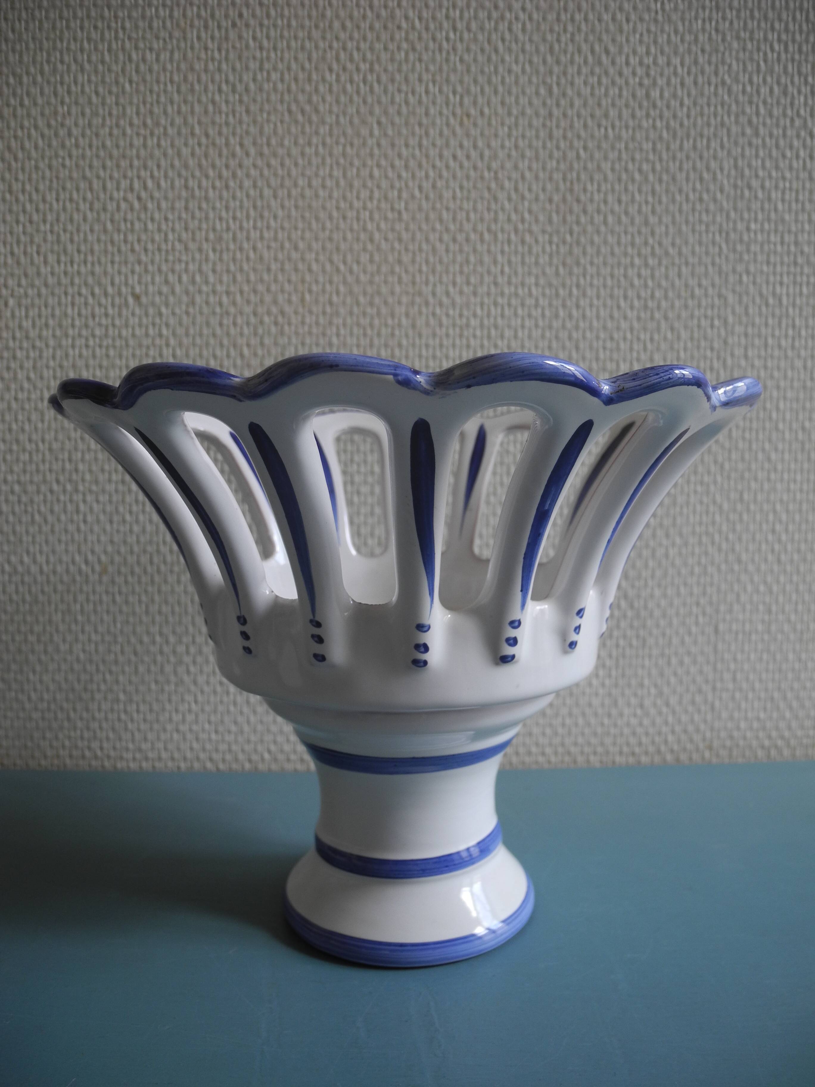 Vintage earthenware cup roullet renoleau charente antique faience cup