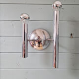 Pair of Space Age wall sconces in chrome metal, 1970.