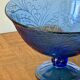 Bluish glass fruit bowl