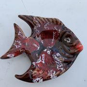 Dish fish shape glazed ceramic vintage slurry