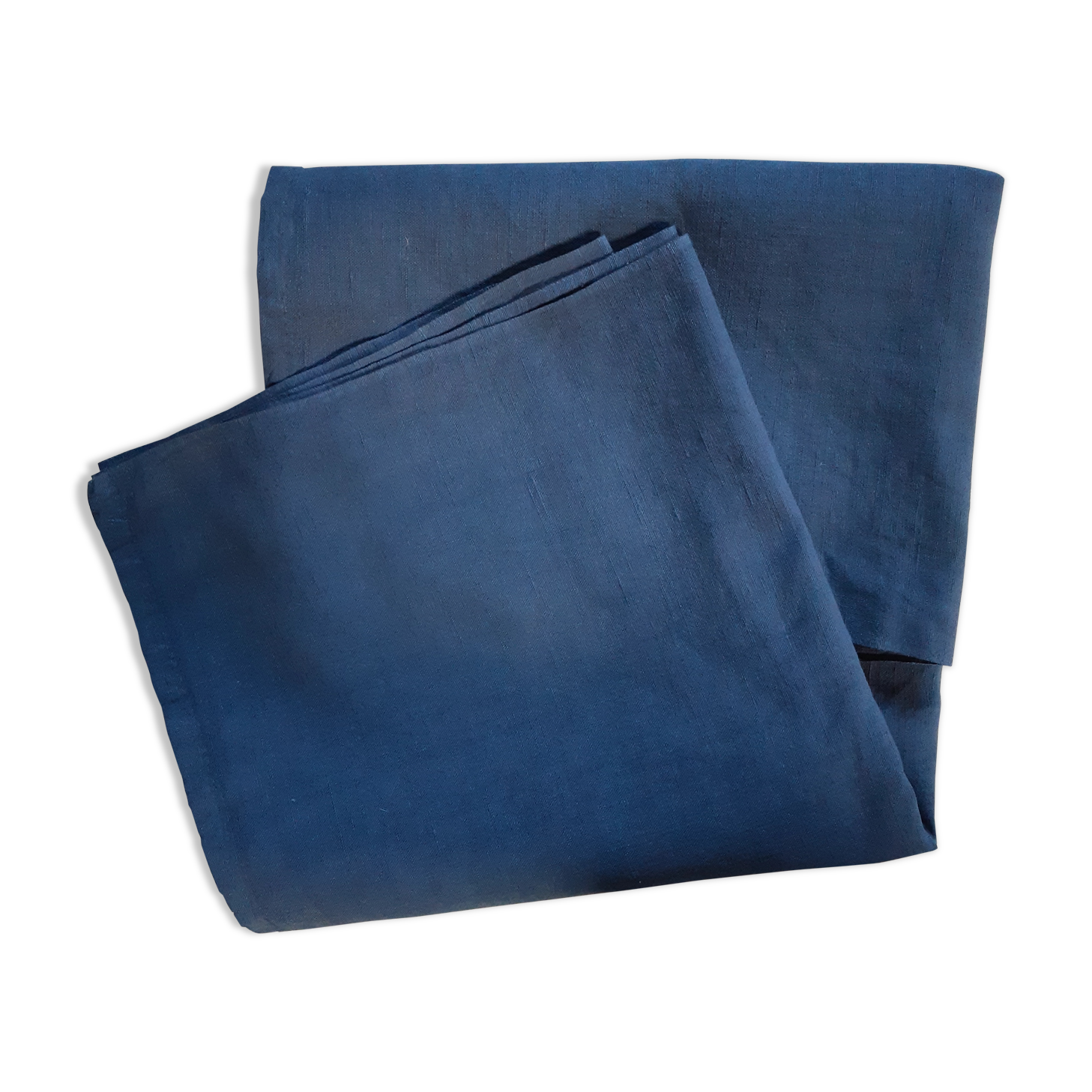 Long linen cotton tablecloth dyed in indigo