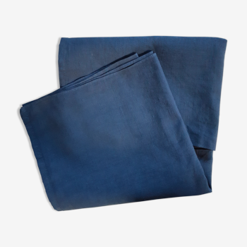 Nappe lin coton teinte en indigo