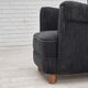 1960s, Danish relax armchair, reupholstered, gray furniture fabric..