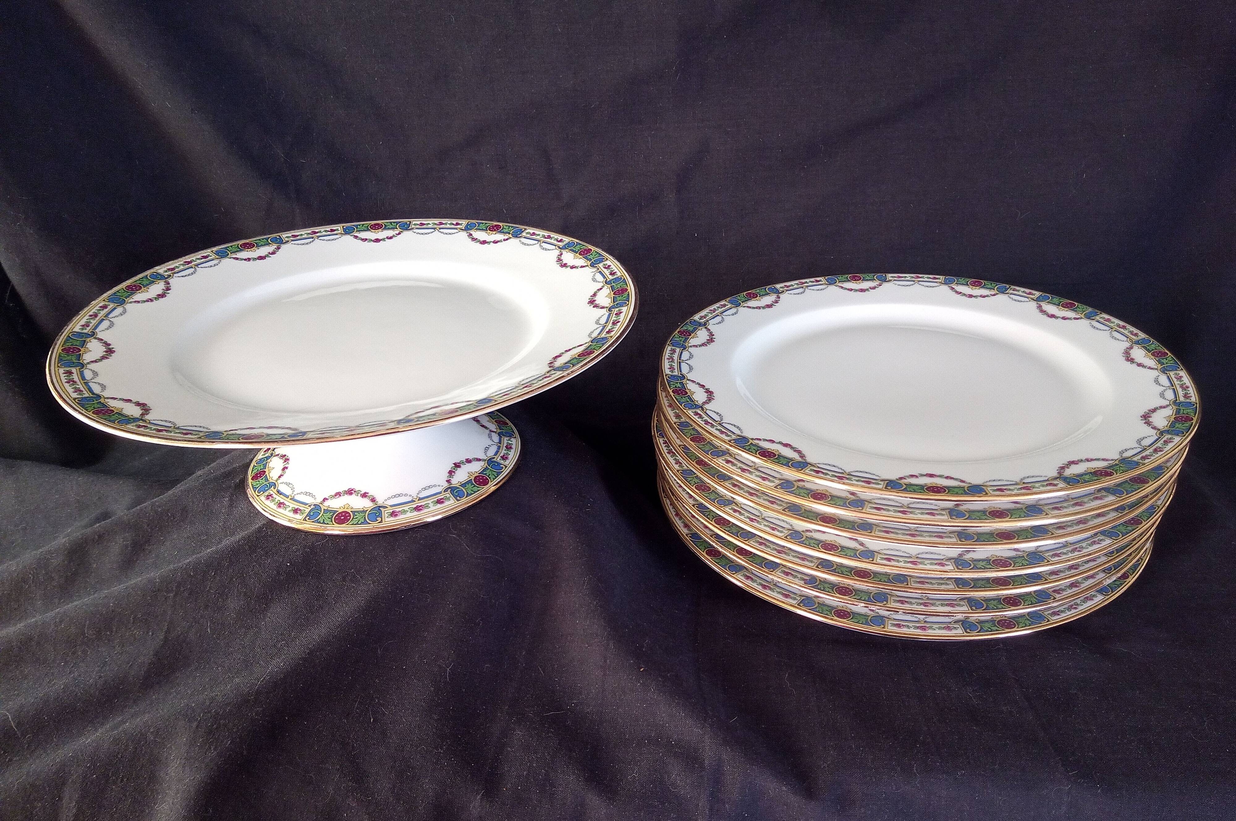 Limoges porcelain dessert service for 12 people, Jean Boyer and Nardon Lafarge (1920 - 1934)