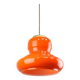 Lampe à suspension italienne du milieu du siècle en verre orange et laiton