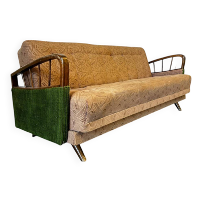 Canapé vintage vert beige / canapé-lit / fauteuil