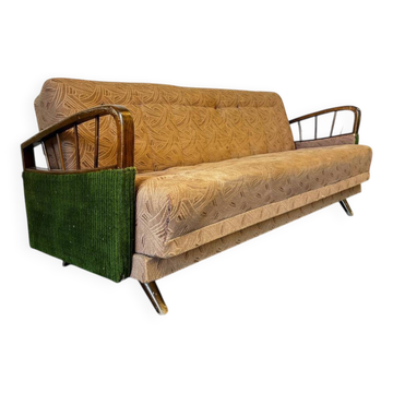 Vintage green beige sofa / sofa bed / armchair