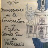 Old poster of St Anne's Church in Vallauris, Jean Marais, 1991