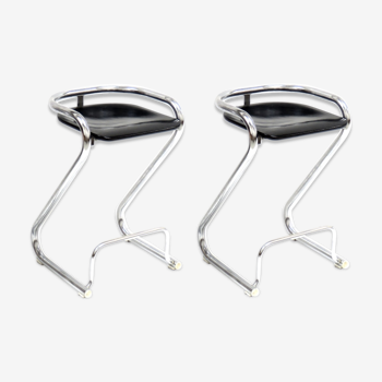 Tabourets de bar vintage en chrome conçus par Börger Lindau & Bo Lindekrantz pour Lammhults