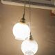 Suspension lustre double verrerie rétro chic, vintage upcyclé