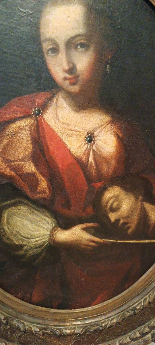 Old oil painting on canvas, Salome holding the head of John the Baptist - 18th century
