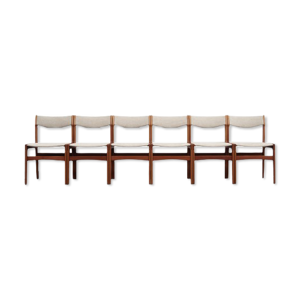 ensemble de six chaises en teck, design danois, années 70, Danemark