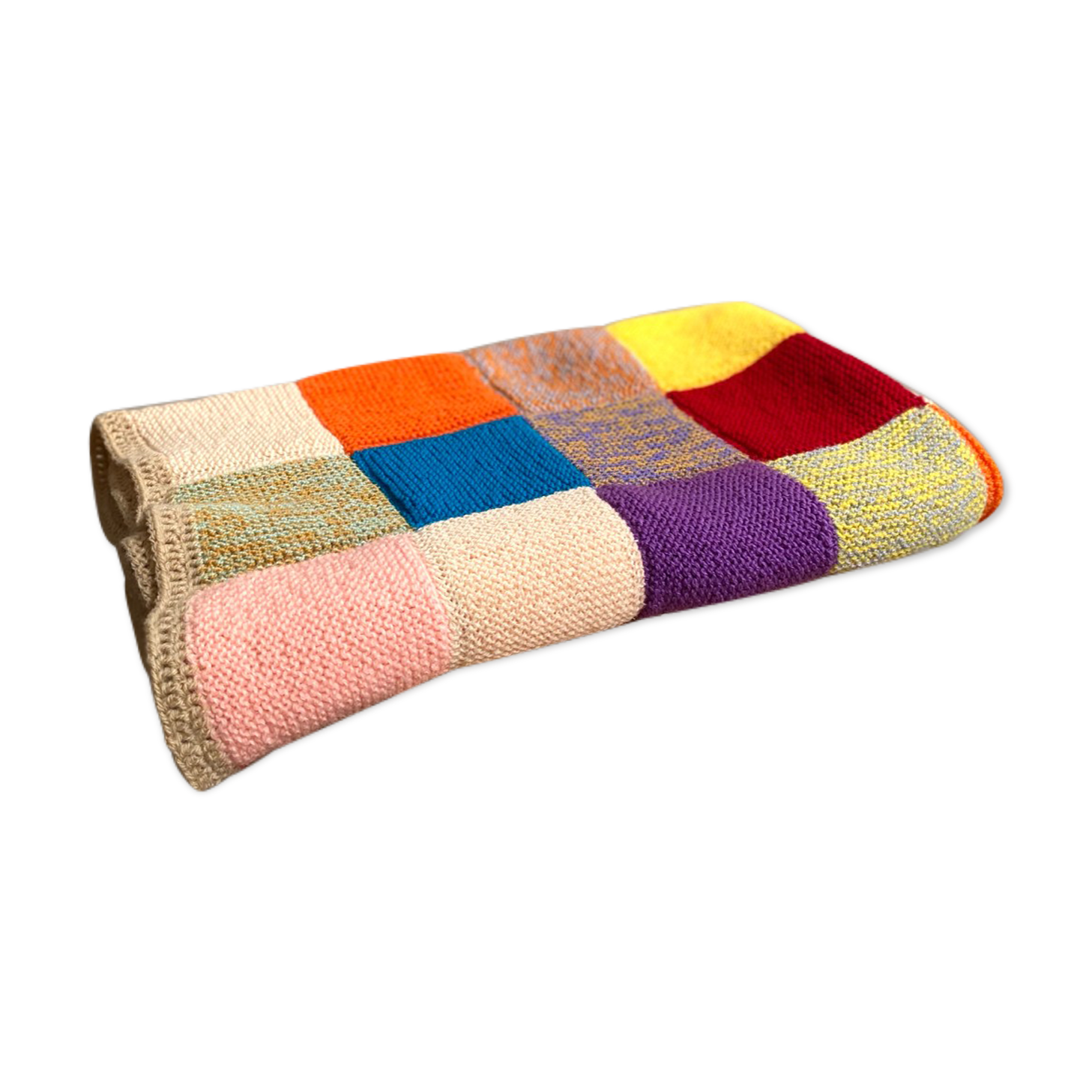 Granny Square Multicolor Crochet Old Wool Blanket