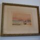 Old watercolor painting of seaside landscape signed H. Jeannolle 19th century