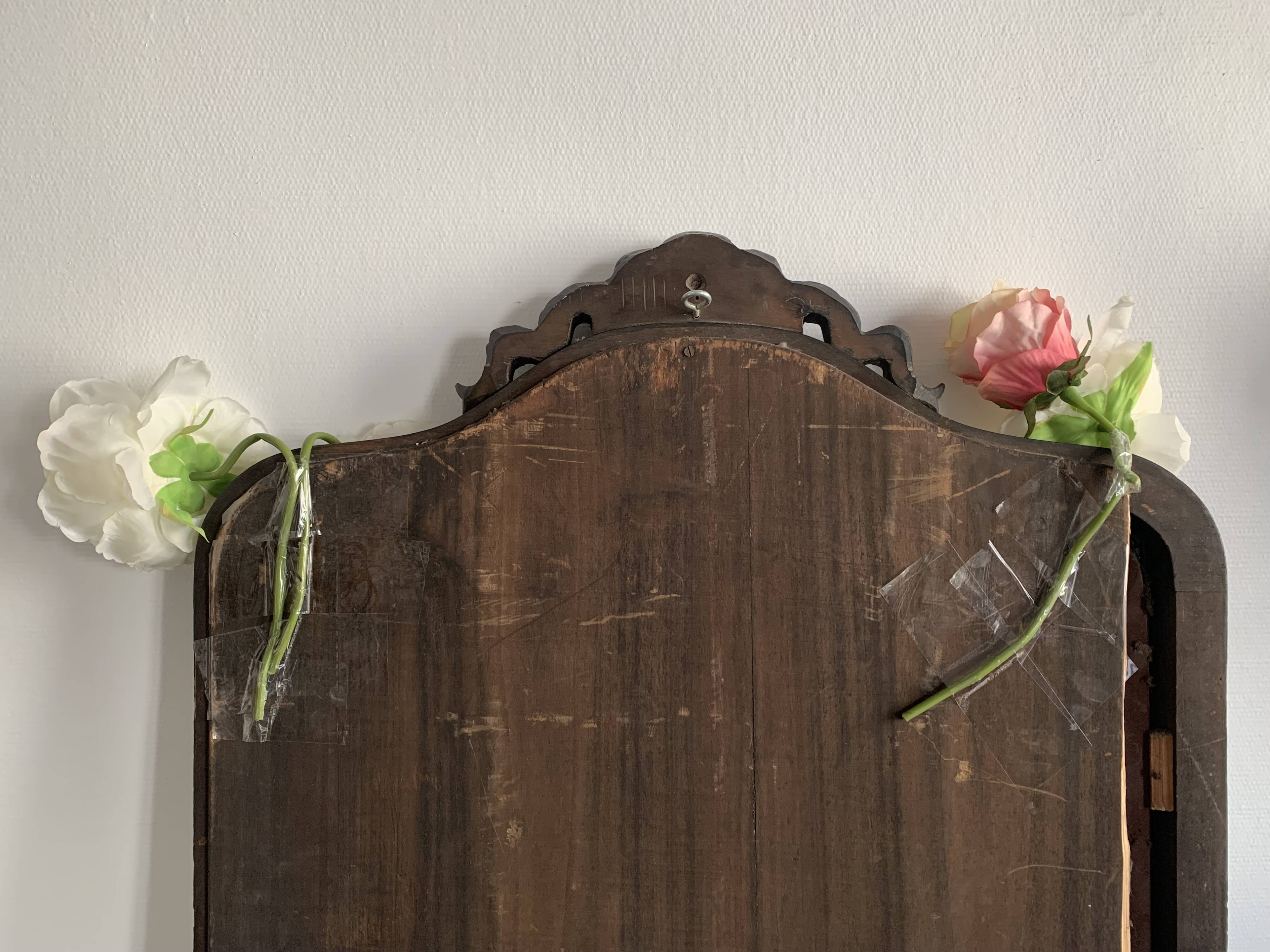 Napoleon III mirror in black wood with pediment