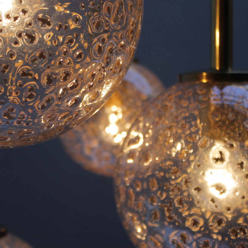 Four gold fleck globe pendants by Doria Germany