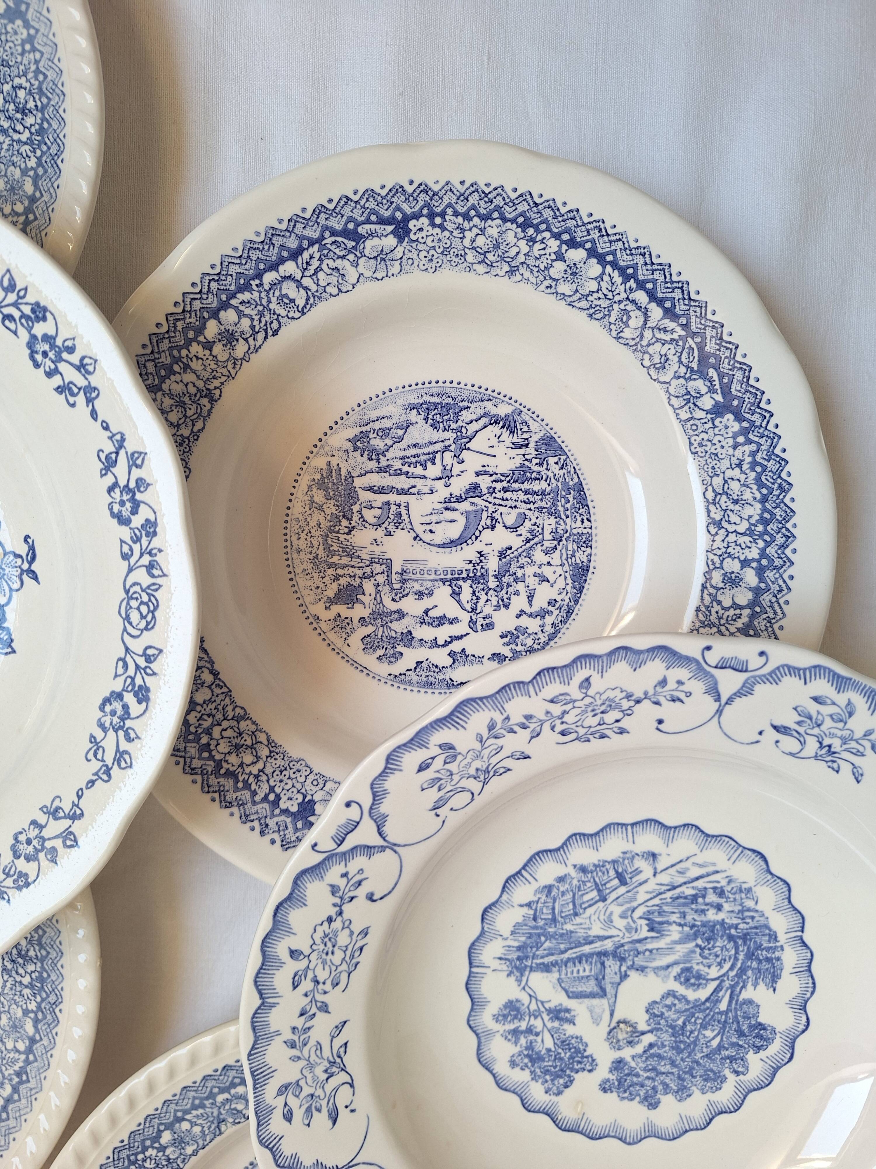 Assiettes creuses bleues paysage