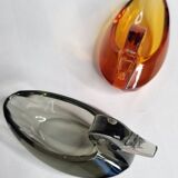Pair of vintage colored crystal salerons, 8 cm