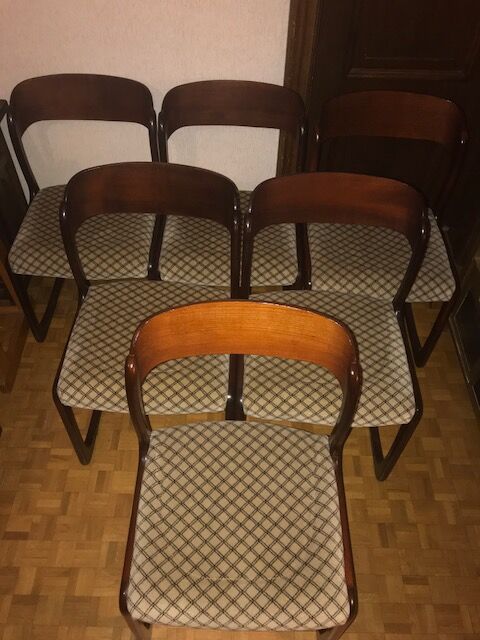 1 lot de 6 chaises baumann modèle  "traineau"