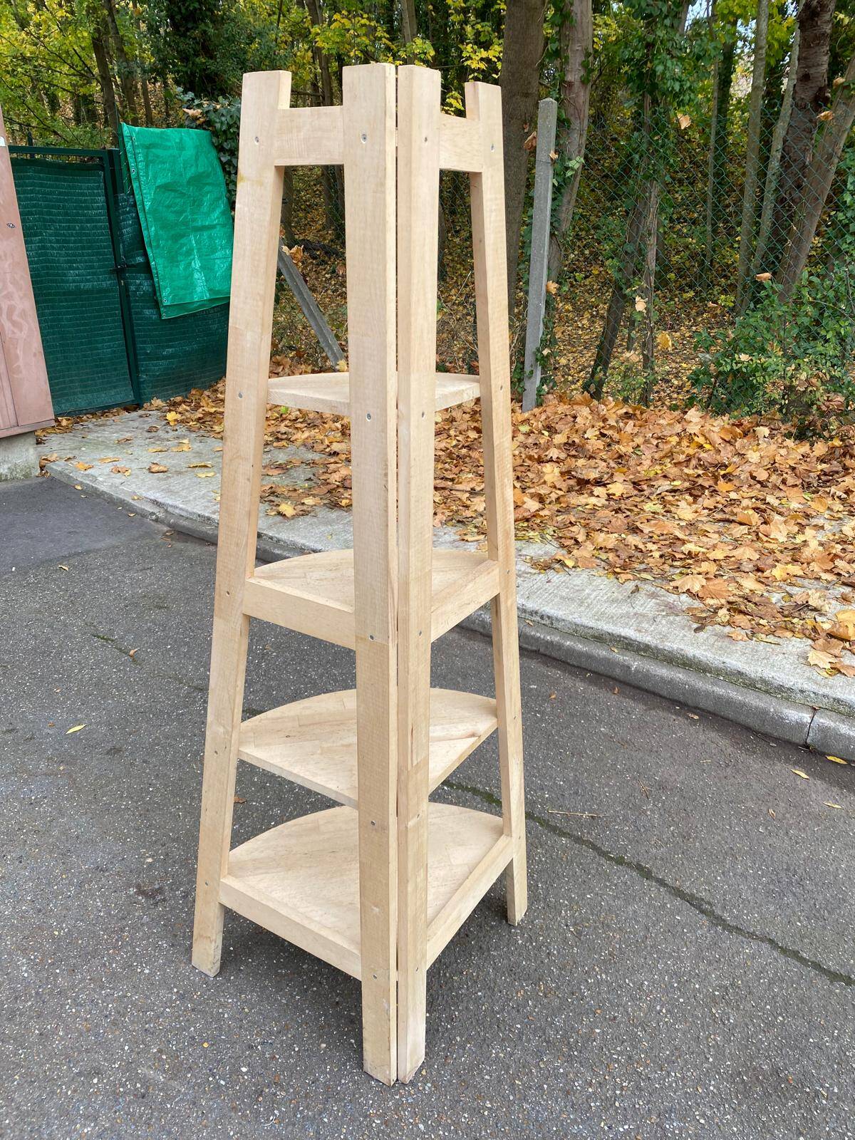 Vintage 5-Tier Solid Wood Quarter-Round Corner Shelf