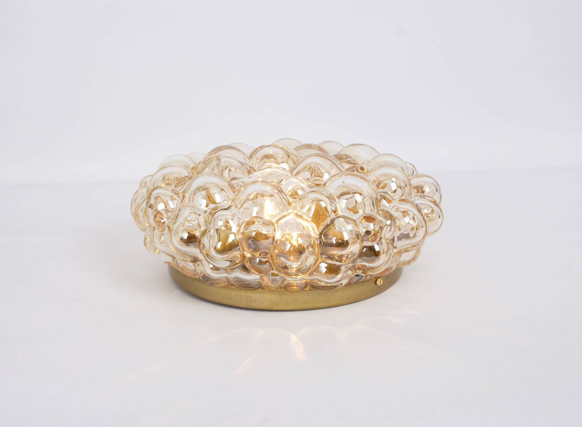 1 of 3 Large Amber Bubble Glass Sconce by Helena Tynell, Limburg, Germany