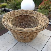 Round pot cover "King size" in rattan/vintage 70 years