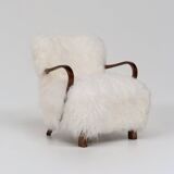 Pair of Art Deco Armchairs in Mongolian Sheepskin, 1950s