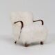 Pair of Art Deco Armchairs in Mongolian Sheepskin, 1950s