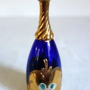 6 vintage cobalt blue and gold Murano aperitif glasses