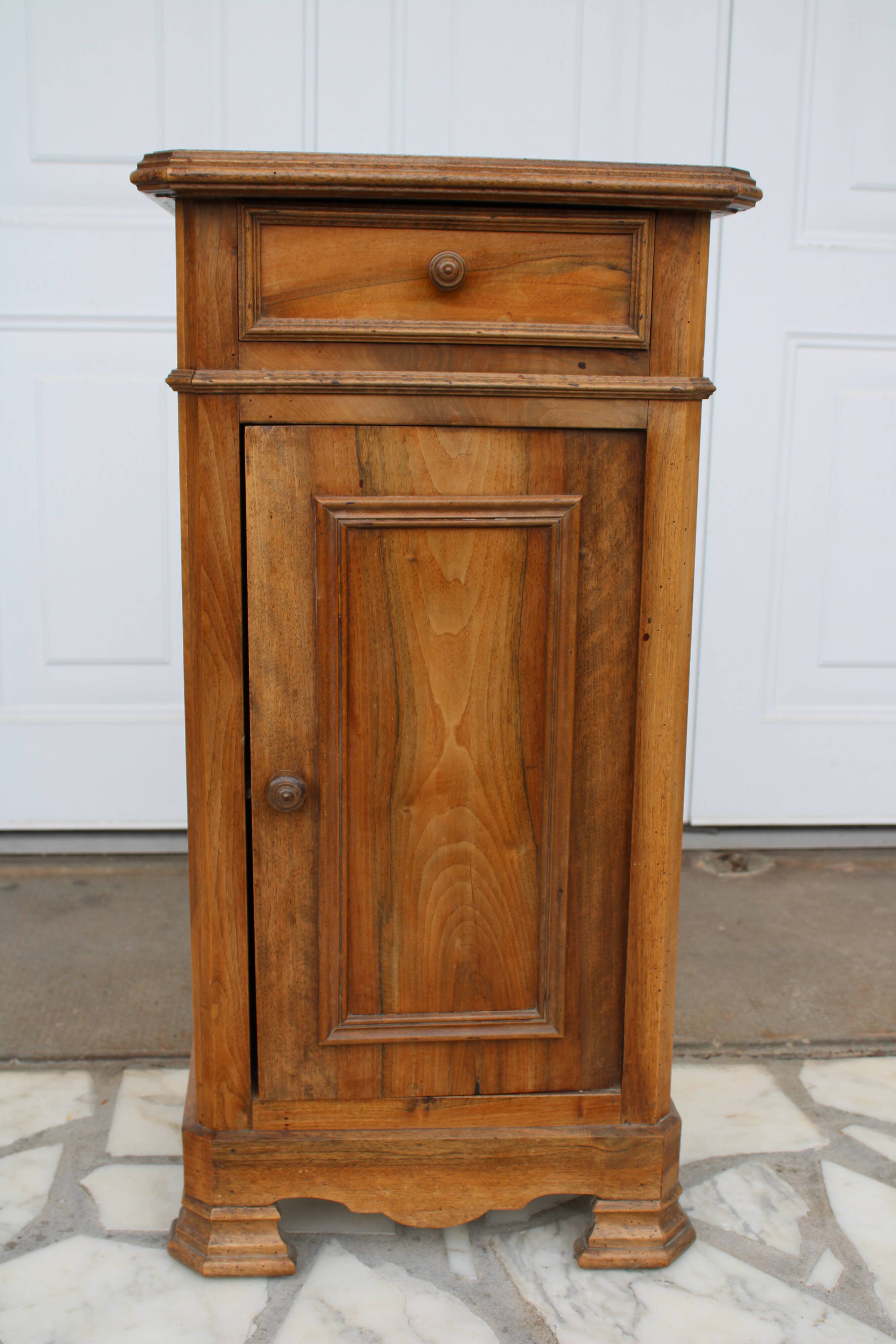 Antique bedside table with marble top
