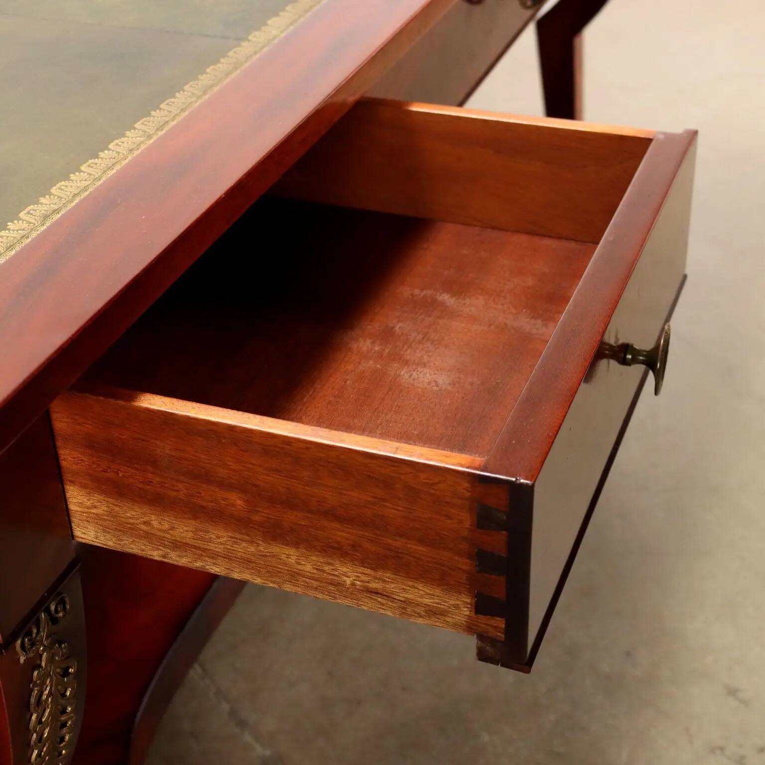 Antique Empire desk from Italy, 1900, mahogany veneer.