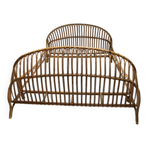Lit en rotin vintage - matelas