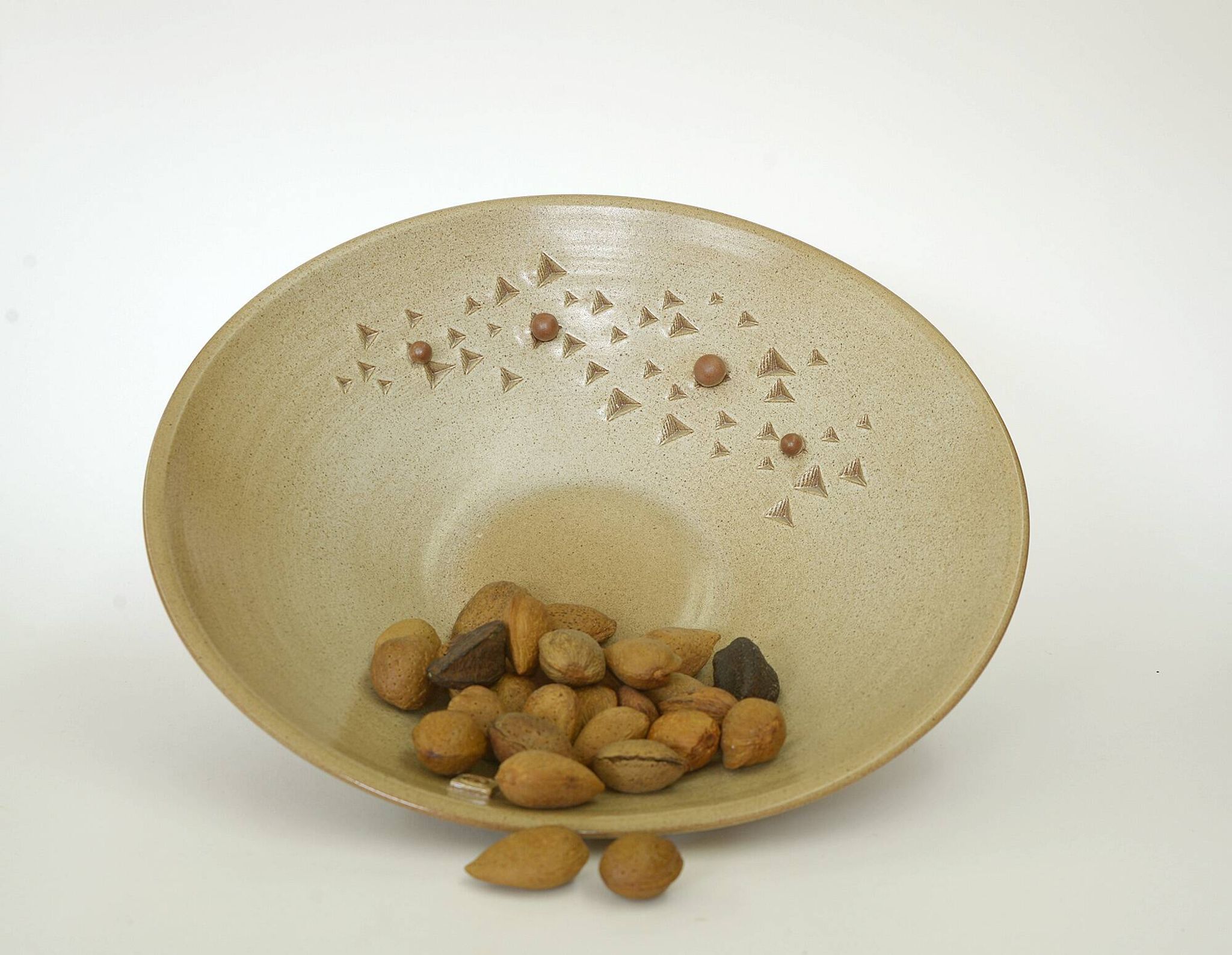 Bol à fruits vintage en céramique beige, pièce maîtresse, grand bol en poterie