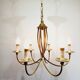 6-light chandelier in bronze and brass