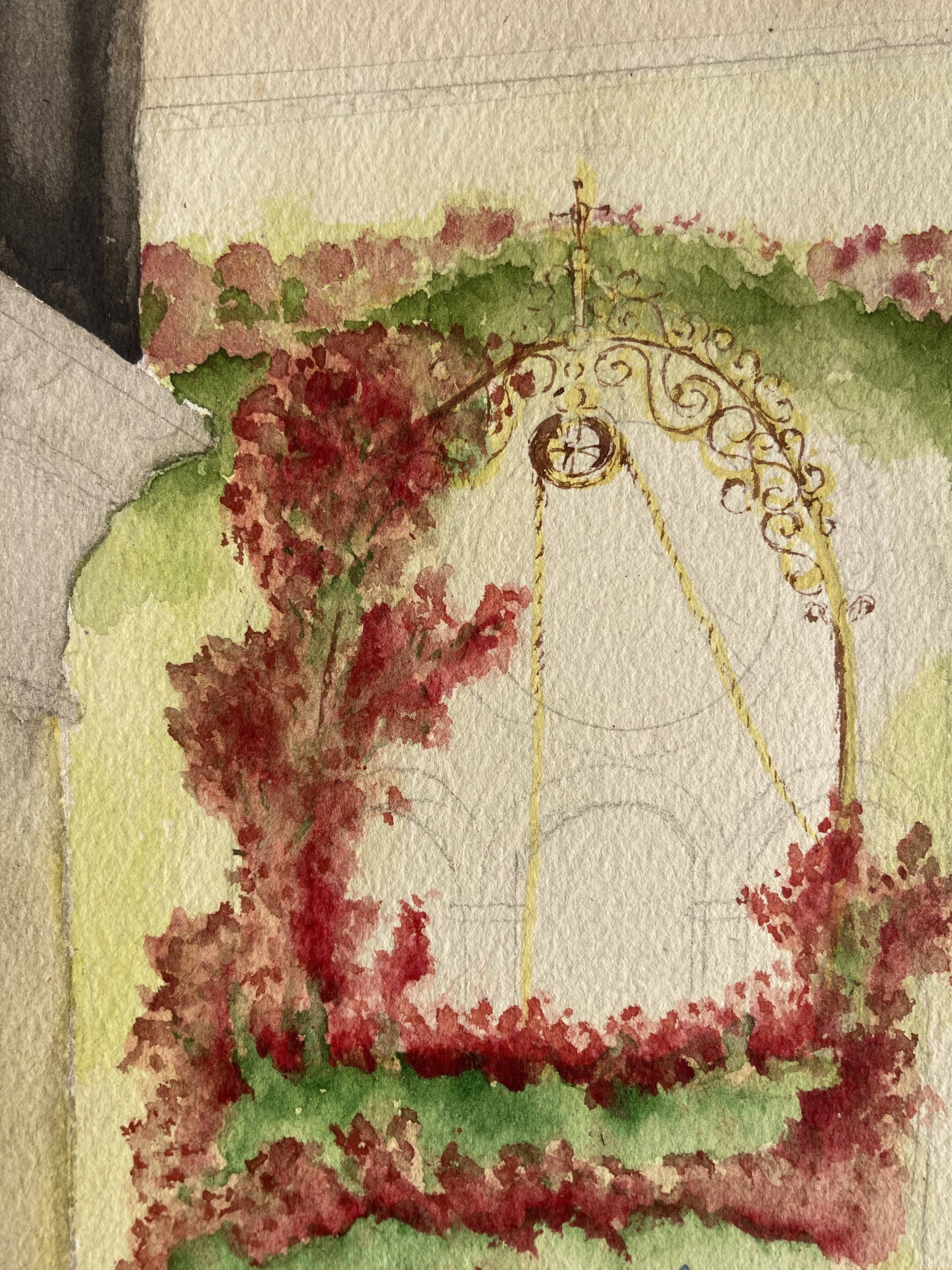 Aquarelle vintage au puits