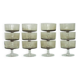 12 cavalier champagne glasses in smoked glass