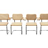 Set of 4 Cesca chairs model B64 with armrests Cesca Marcel breuer design