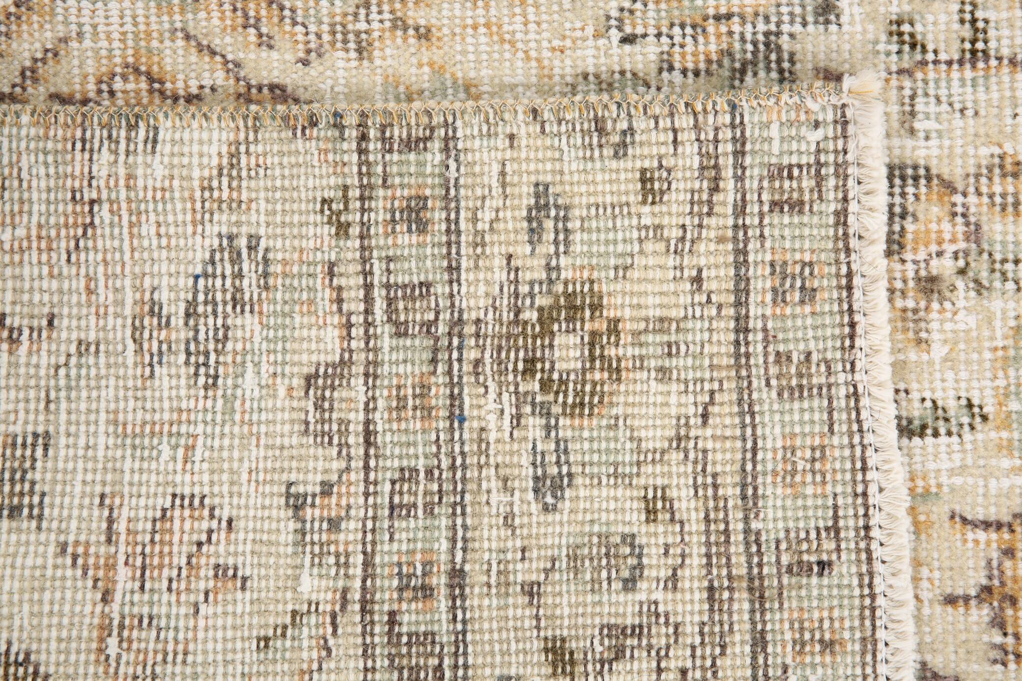 3x10 Beige & Brown Turkish Runner Rug, 84x263Cm