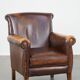 Dark brown cow leather English style armchair